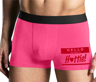 Hello My Name Is Hottie - Mens Pink Boxer Brief