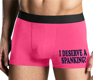 I Deserve A Spanking - Mens Pink Boxer Brief
