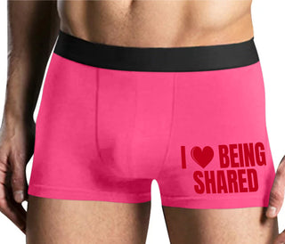 I Love Being Shared - Mens Pink Boxer Brief