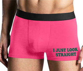 I Just Look Straight - Mens Pink Boxer Brief