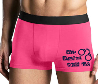 Sir Please Cuff Me - Mens Pink Boxer Brief
