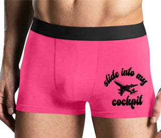 Slide Into My Cockpit - Mens Pink Boxer Brief
