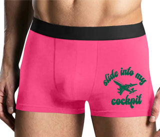 Slide Into My Cockpit - Mens Pink Boxer Brief