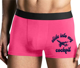 Slide Into My Cockpit - Mens Pink Boxer Brief