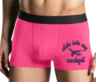 Slide Into My Cockpit - Mens Pink Boxer Brief