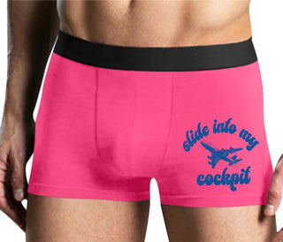Slide Into My Cockpit - Mens Pink Boxer Brief