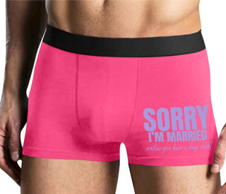 Sorry I'm Married Unless You Have A Huge Cock - Mens Pink Boxer Brief
