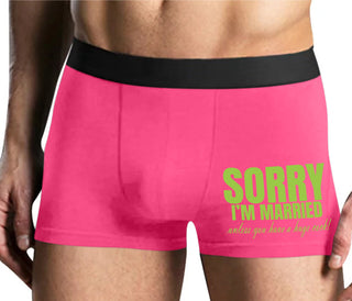 Sorry I'm Married Unless You Have A Huge Cock - Mens Pink Boxer Brief