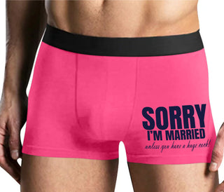 Sorry I'm Married Unless You Have A Huge Cock - Mens Pink Boxer Brief