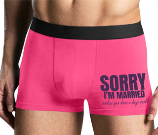 Sorry I'm Married Unless You Have A Huge Cock - Mens Pink Boxer Brief