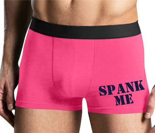 Spank Me. Stencil Design - Mens Pink Boxer Brief