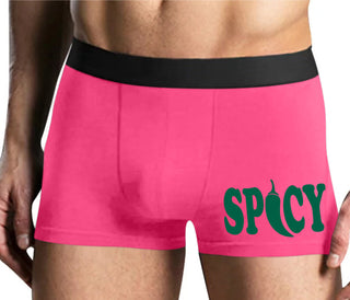 Spicy - Cute Pepper Logo - Mens Pink Boxer Brief