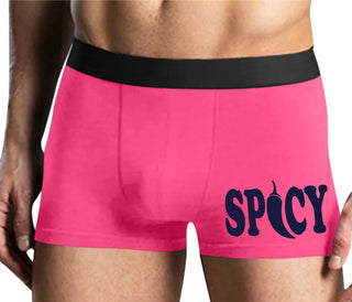 Spicy - Cute Pepper Logo - Mens Pink Boxer Brief