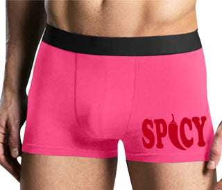 Spicy - Cute Pepper Logo - Mens Pink Boxer Brief