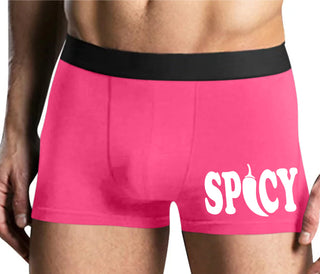 Spicy - Cute Pepper Logo - Mens Pink Boxer Brief