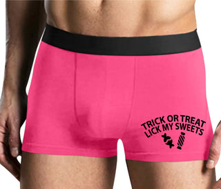Trick Or Treat Lick My Sweets - Mens Pink Boxer Brief