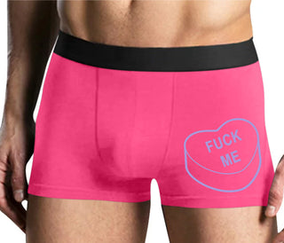 Fuck Me - Valentines Day Candy - Mens Pink Boxer Brief