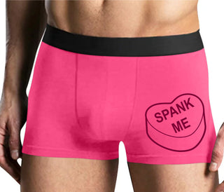 Valentines Day Candy - Spank Me - Mens Pink Boxer Brief