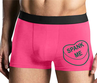 Valentines Day Candy - Spank Me - Mens Pink Boxer Brief
