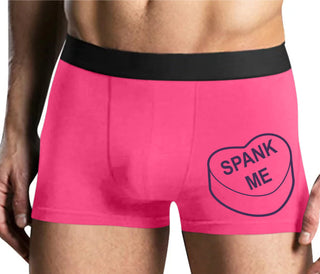 Valentines Day Candy - Spank Me - Mens Pink Boxer Brief