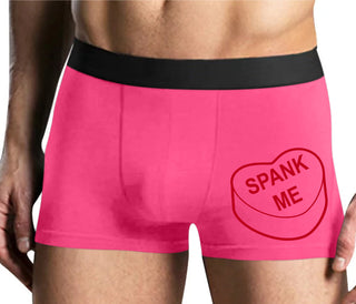 Valentines Day Candy - Spank Me - Mens Pink Boxer Brief
