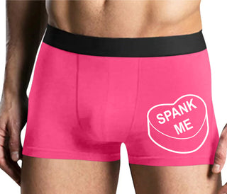 Valentines Day Candy - Spank Me - Mens Pink Boxer Brief
