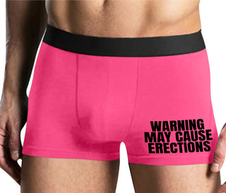 Warning May Cause Erections - Mens Pink Boxer Brief