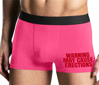 Warning May Cause Erections - Mens Pink Boxer Brief