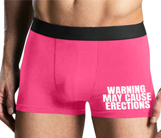 Warning May Cause Erections - Mens Pink Boxer Brief