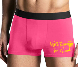 Will Remove For Wine - Mens Pink Boxer Brief