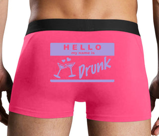 Hello My Name Is Drunk - Pink Boxer Brief