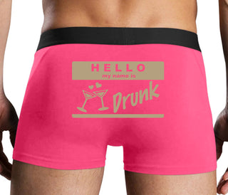 Hello My Name Is Drunk - Pink Boxer Brief