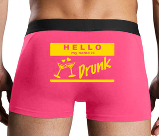 Hello My Name Is Drunk - Pink Boxer Brief