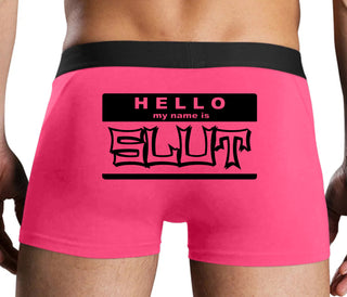 Hello My Name Is Slut - Pink Boxer Brief