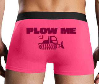 Plow Me - Funny Tractor Design - Pink Boxer Brief