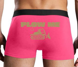 Plow Me - Funny Tractor Design - Pink Boxer Brief