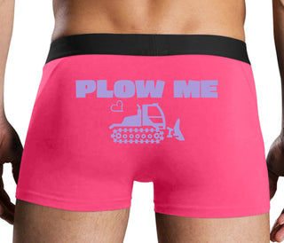 Plow Me - Funny Tractor Design - Pink Boxer Brief
