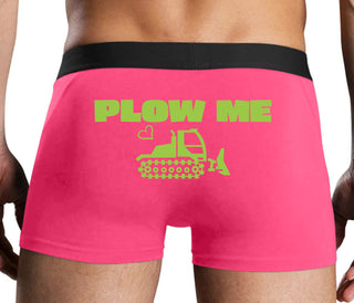 Plow Me - Funny Tractor Design - Pink Boxer Brief