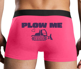 Plow Me - Funny Tractor Design - Pink Boxer Brief
