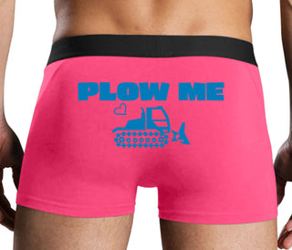 Plow Me - Funny Tractor Design - Pink Boxer Brief