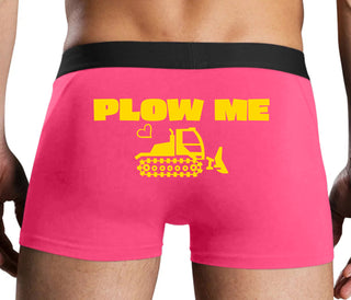 Plow Me - Funny Tractor Design - Pink Boxer Brief