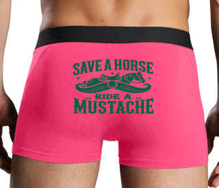 Save A Horse Ride A Mustache - Pink Boxer Brief