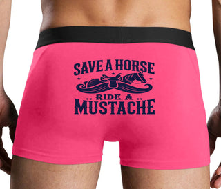 Save A Horse Ride A Mustache - Pink Boxer Brief