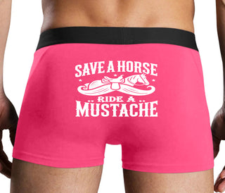 Save A Horse Ride A Mustache - Pink Boxer Brief
