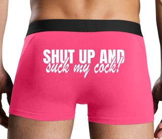 Shut Up and Suck My Cock - Pink Boxer Brief