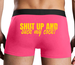 Shut Up and Suck My Cock - Pink Boxer Brief
