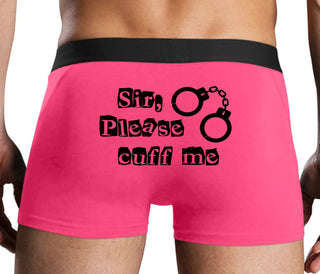 Sir Please Cuff Me - Pink Boxer Brief