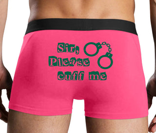 Sir Please Cuff Me - Pink Boxer Brief