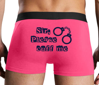 Sir Please Cuff Me - Pink Boxer Brief