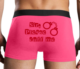 Sir Please Cuff Me - Pink Boxer Brief
